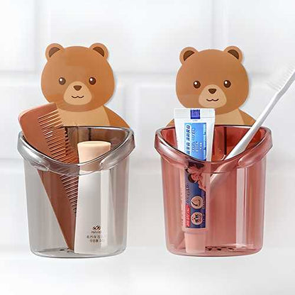 ToothBrush Holder-Wall Mounted Self Adhesive Teddy Bear  ToothBrush Holders(Pack of 2)