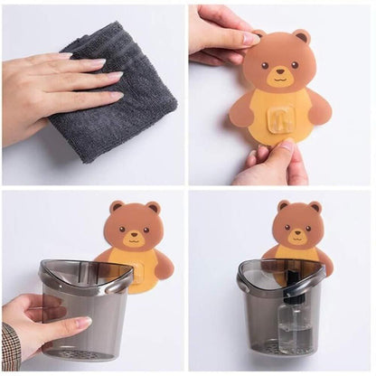 ToothBrush Holder-Wall Mounted Self Adhesive Teddy Bear  ToothBrush Holders(Pack of 2)